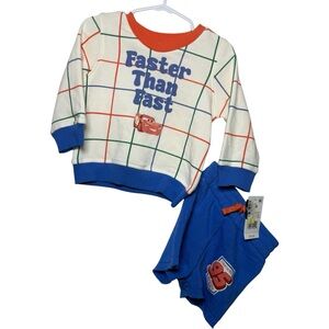 Disney Pixar Lightening McQueen Matching Set - Cream and Blue